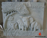 Granite Stone Wall Relief Sculpture Elephant/ Animal Carving