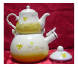 Enamel Kettle And Porcelain Teapot