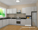 Simple White Lacquer Finish Kitchen Cabinets