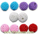 Mixed Woven Round Beads, Acrylic Covered with Wool 16mm, Sold Per Packet of 50 (B11519)