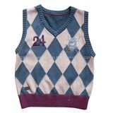 Boy's V-Neck Intarsia Vest (KX-CB53)