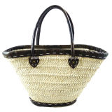 Straw Bag with Leather Trimming