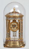 Bronze Mechanical Clock With Cloisonne and Glass Cover (S1003A)