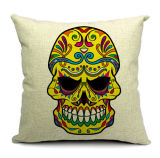 New-Style Skull Cushion Faux Linen Transfer Print Pillow (SCU-036)