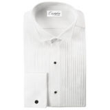 White Pleated Texedo Shirt with French Cuff (WXM286)