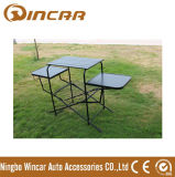 PVC Polyester Outdoor Camping Tables, Black / Sliver Portable Grill Barbecue Table
