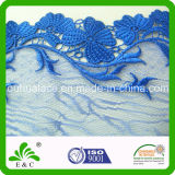 Soluble Blue Floral Pattern Embroidery Mesh Lace