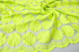 100% Cotton Green Organza Embroidered Fabric