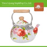 2.6L Full Decal Enamel Kettle with Wooden Handle (BY-2905)