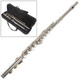 Silver Plated 16 Closed Keys Flute, Cupronickel Material, Offset Key C Foot