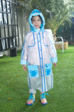 Transparent PVC Blue Elephant Raincoat for Kids/Children
