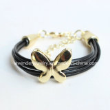 Fashion Jewelry New Leather Rope Butterfly Bangle for Women