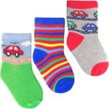 Baby Colourful Cotton Rich Cars & Stripes Socks