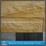 Yellow Sandstone Art Relief Sculpture for Outdoor Wall Decoration