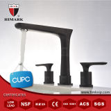 Modern Black-Paint Double Handles 3-Hole Brass Faucet with Upc Certifeied