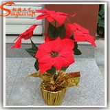 Chinese Wholesale Fake Artificial Poinsettia Bonsai Flowers Arrangements