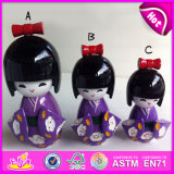 2015 New Invention Kids Wooden Kimono Doll, Lovely Children Wooden Handicraft Kimono Doll, Top Sale Japanese Geisha Dolls W06D069c