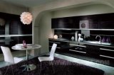 Black Lacquer Wood Veneer Kitchen Cabinet with ISO Standard