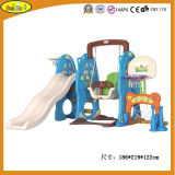 2015 Latest Kids Plastic Slide and Swing with Basketball Stand
