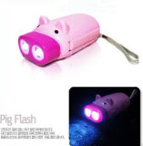 LED Hand Press Electric Mini Flashlight, Cute Pig Flashlight