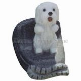 White Granite Stone Dog Carving Sculpture