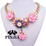 Multicolor Resin Flower Statement Necklace Fashion Jewellery