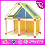 2015 Top Bright Kids Wooden Toy Doll House, Classic Children Wooden Doll House Toy, DIY Cheap Doll House Furniture Toy Set W06A109