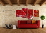 Red Tree Decoration 4pieces Painting