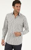 Men's Long Sleeve Cotton Oxford Check Casual Shirt