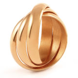 Engravable Rose Gold Triple Roll Russian Wedding Ring