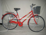 Red Lady Bicycle with Front Grey Basket (SH-CB063)