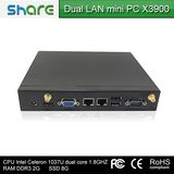 Share China Supplier Green PC Dual Core Intel Mini PC X3900, Support HDMI and WiFi, 3G Modem, with Two LAN Port