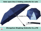 28inchx8k Blue 2 Folding Umbrella, Auto Open Promotional Umbrella