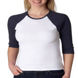 Women Raglan Sleeve Contrast Color T-Shirt