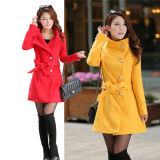New Style Slim Thin Woolen Women Windbreaker Jacket (MU6641-1)
