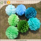 Puff Shaped Blue Tissue Paper Flower Balls for Party Decoration