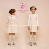 Cream Woolen Children's Apparel, Fashion Back Zipper Winter Dress (332#)