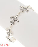Fleur De Lis Bracelet Sterling Silver Fleur De Lis Charm Sterling Silver Bracelet Chain (SZ-1717)