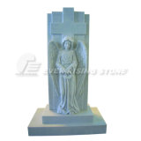 China White Marble Memorials Angel Carving EME-018