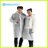 Transparent White 100% PVC Rain Poncho (RVC-128)