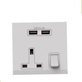 High Quality UK Power USB Wall Socket Outlet with Switch, Wall Plate Faceplate, Wall Mount Power Socket