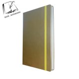 A6 Gold Leather Cover Notebooks Paper with Yellow Elastic Band Hardcover Notepads