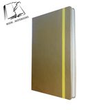 A6 Gold Leather Cover Notebooks Paper with Yellow Elastic Band Hardcover Notepads