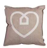 Cotton/Linen Cushion Cover with Taupe Heart Printing (LN040)