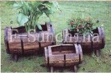 Wooden Barrel Flower Pot