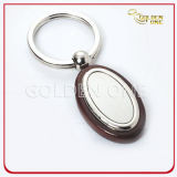 Fashion Style Wooden Key Chain with Oval Shape Metal