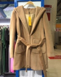 10% Wool 90% Polyester, Women Long Fashion Coat with Waist Belt. Outer Wear (K26)