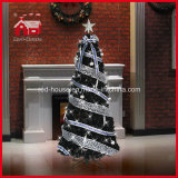 Revolving Lighting Christmas Tree with Colorful Ornament and Ribbon