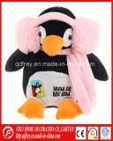 Lovely Stuffed Penguin Toy with Pink Ear Warmer
