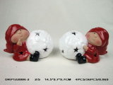 Ceramic Child with Ball and LED Lights, 2asst. (Christmas decoration, home decoration, giftware, handicraft)